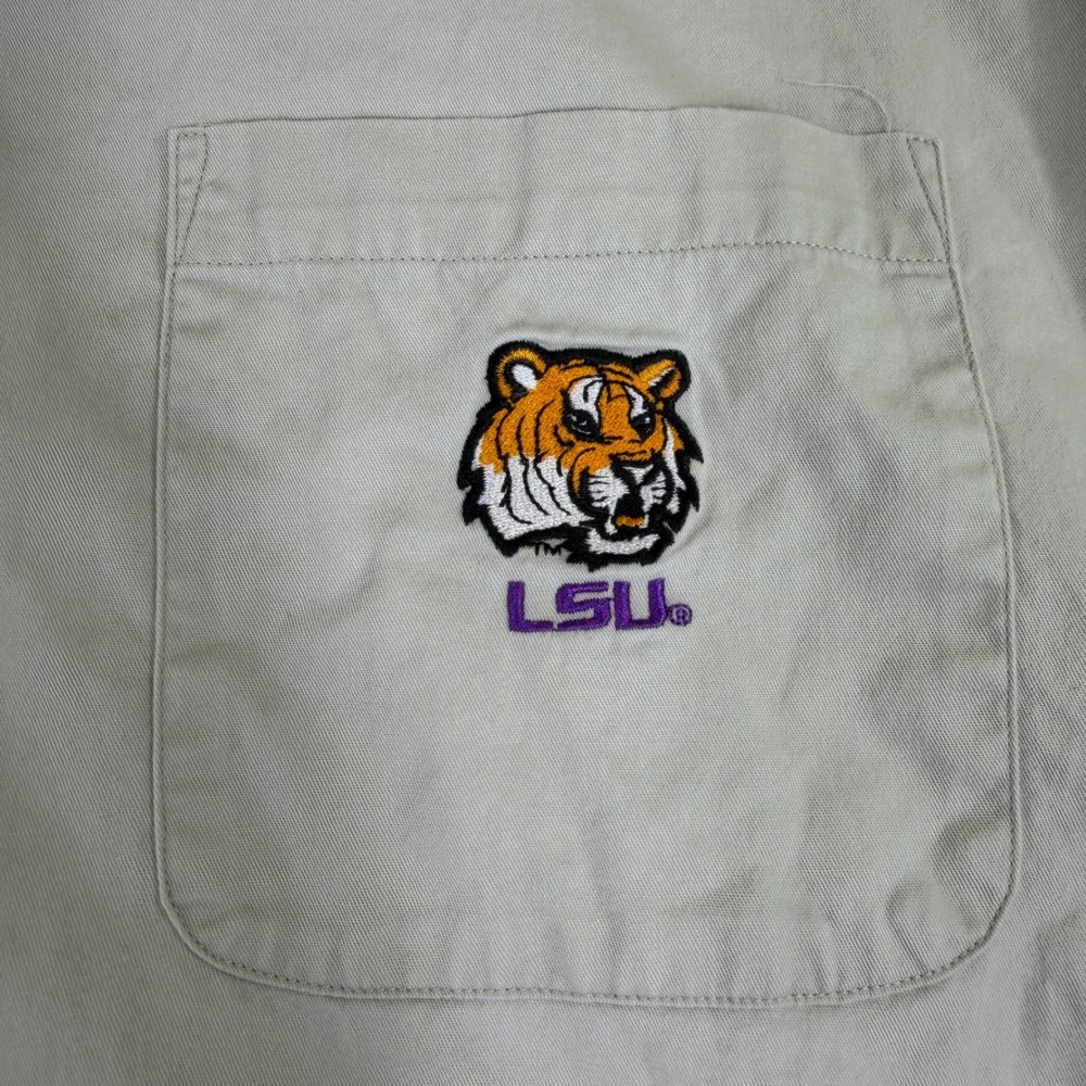 Vintage Crable LSU Tigers Mens XL Khaki Shirt Football College Gameday Tailgate - Picture 2 of 7